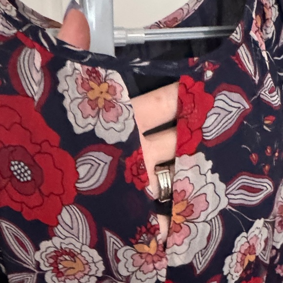 Greylin Navy and Red Floral Silk Mini Dress - Picture 4 of 13